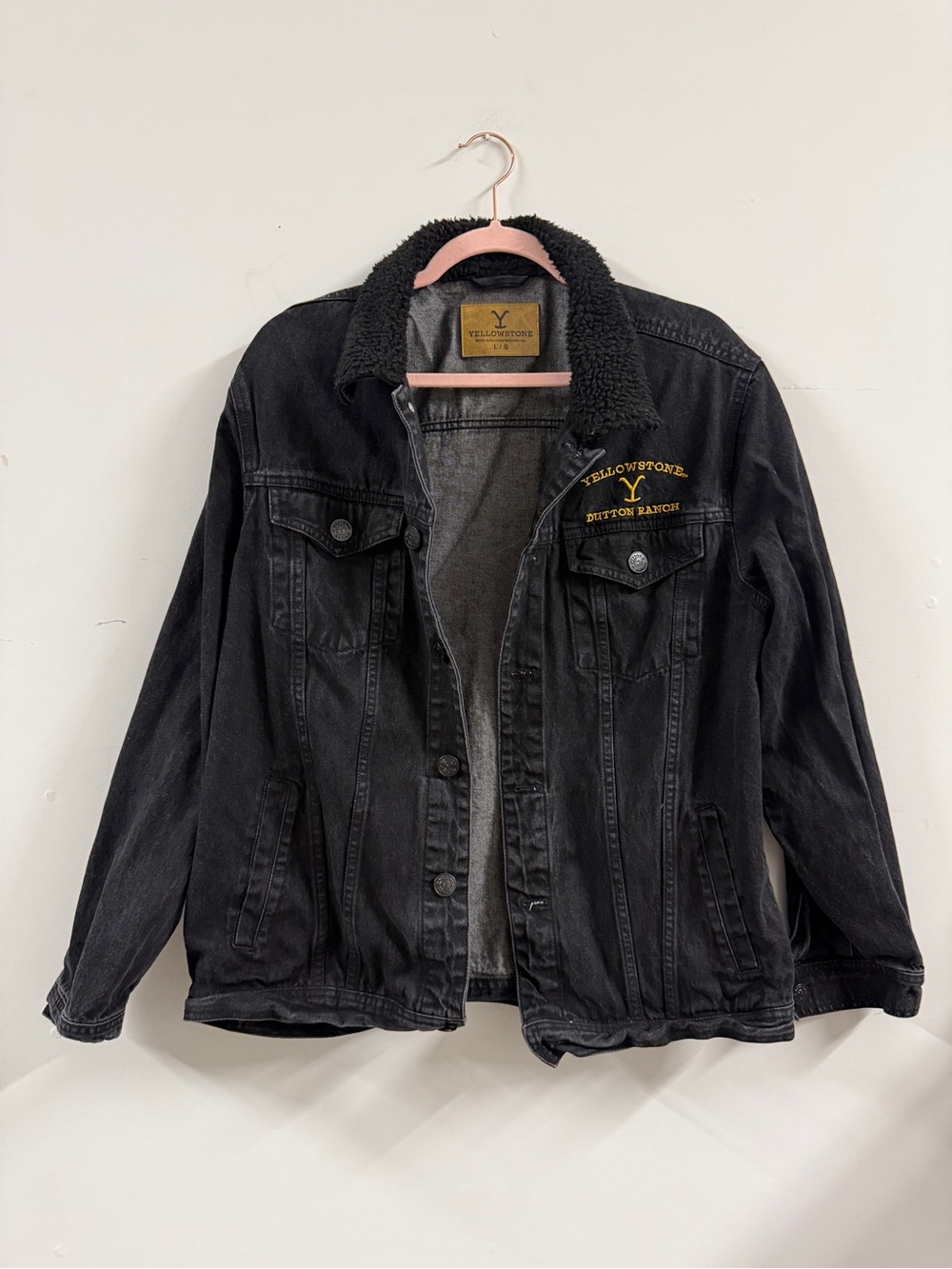Yellowstone Dutton Ranch Black Sherpa-Lined Denim Jacket